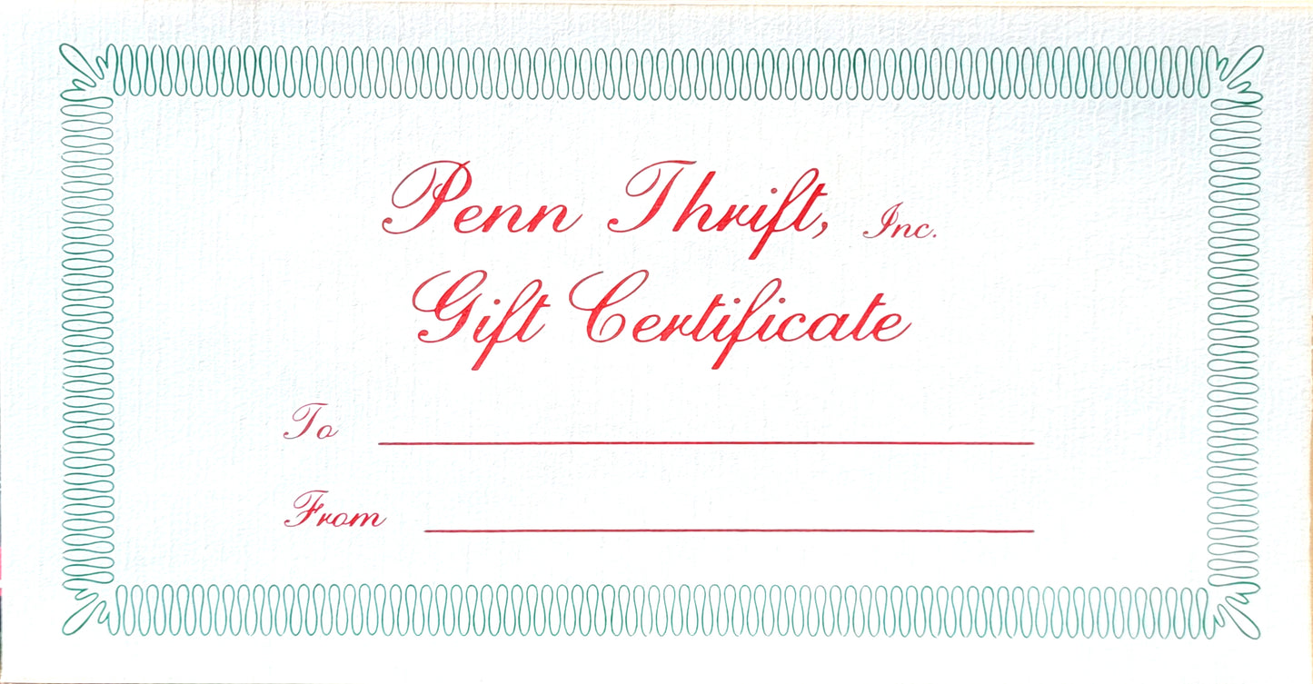 Penn Thrift Beverage Gift Certificate